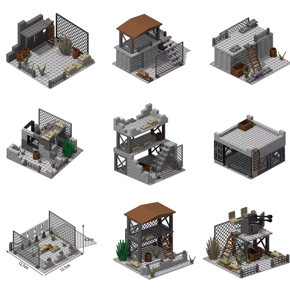 Lego Minifigure Holder - نموذج قاعدة عسكرية وبرج مراقبة وحارس