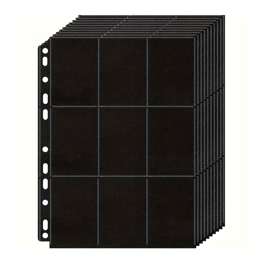 Trading Card Binder - صفحات غلاف بطاقة التداول السوداء ،