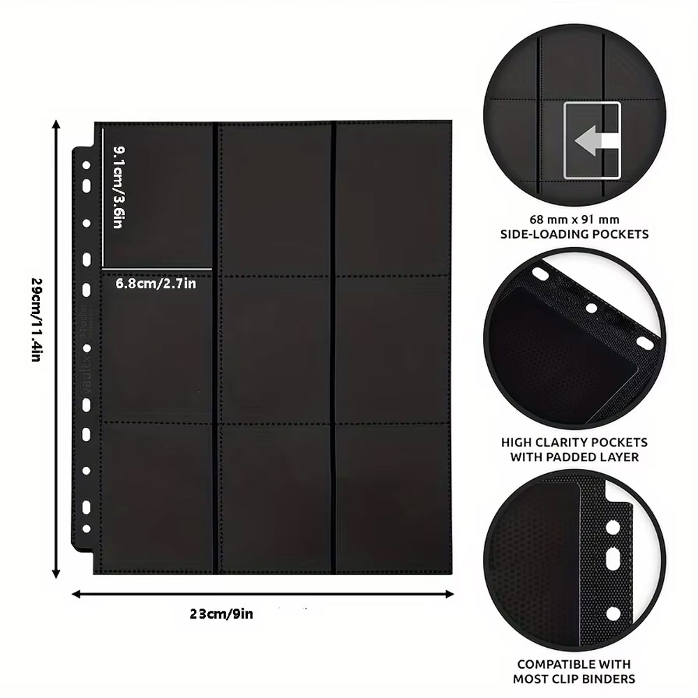 صفحات غلاف بطاقة التداول السود - مراجعة Trading Card Binder وسعره